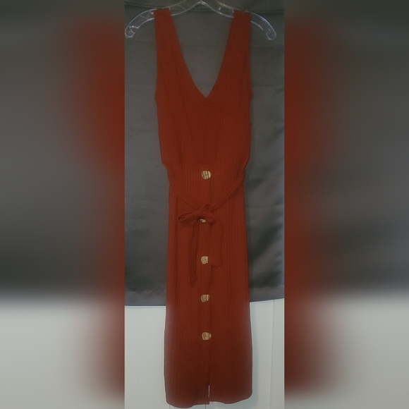 Defacto Woman Marine Fixture Women's Burnt Orange Rib Lined Dress - Picture 2 of 11